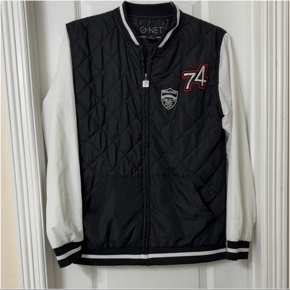G-NET black and white quilted bomber jacket 74 patch Size M